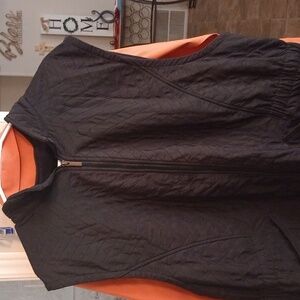 Blue Mountain Women's Vest Solid  blackFull Zip Quilted Look Size 3x